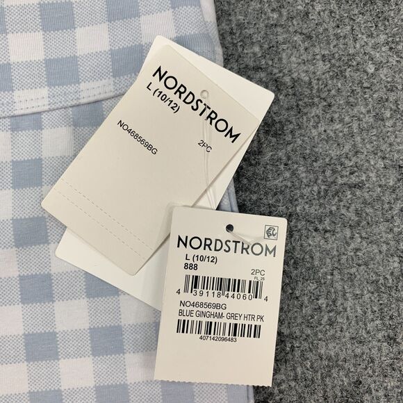 Nordstrom Bike Shorts Girl L Large Blue Gingham Plaid Stretch Cotton Blend - Picture 3 of 12